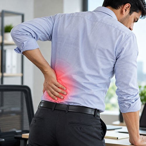 back pain →